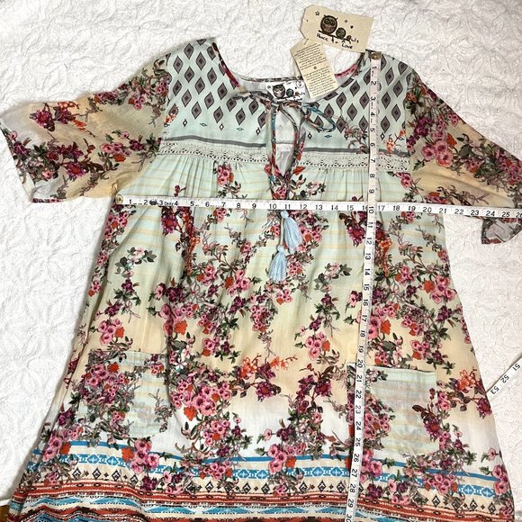 Bohemian short printed dress from Peace & Love by Calao NWT  - size medium - Picture 10 of 12